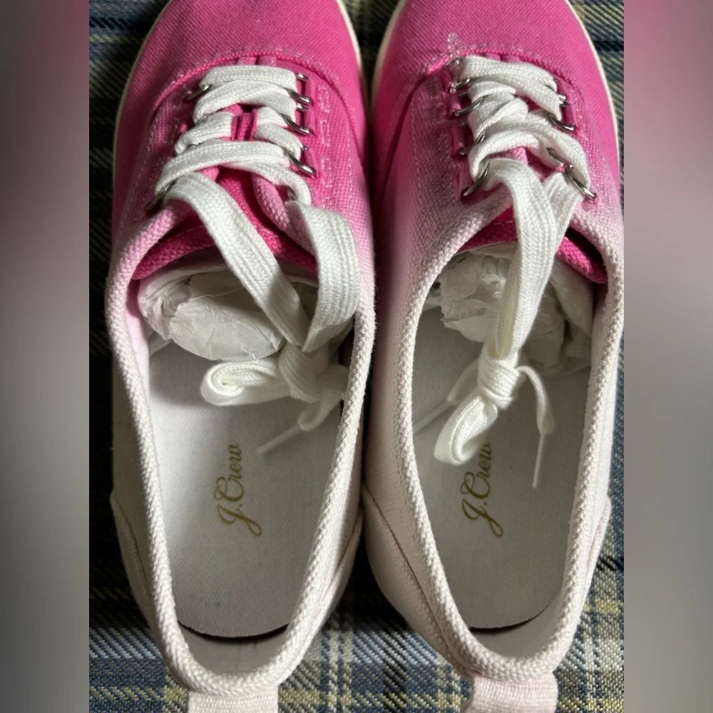 NWOT J. Crew | Fuchsia Harbor Dip-Dye Tie-Dye Low Rise Lace Tie Sneakers Ombré 7